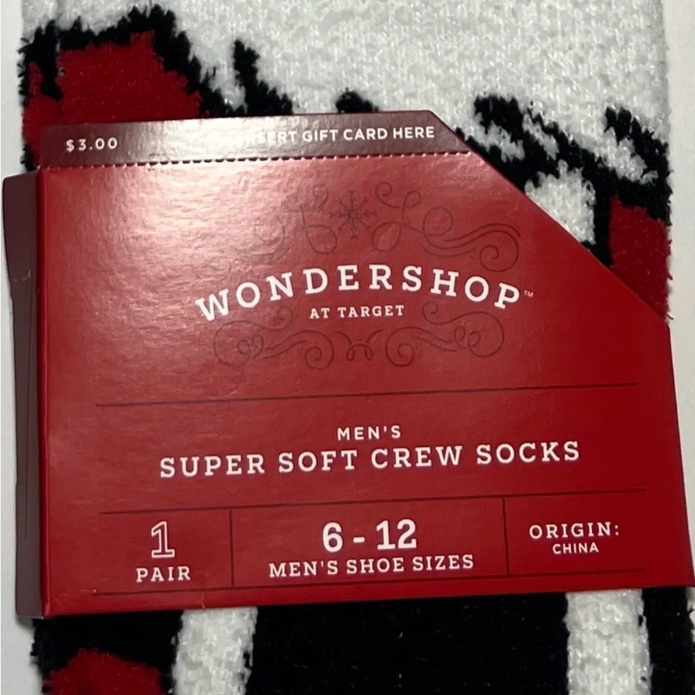 NWT 3 Pair Wondershop Santa Face Plush Holiday Novelty Christmas Socks Red White